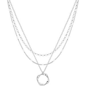 Layered Silver Necklaces for Women - Sterling Silver Stackable Choker Set